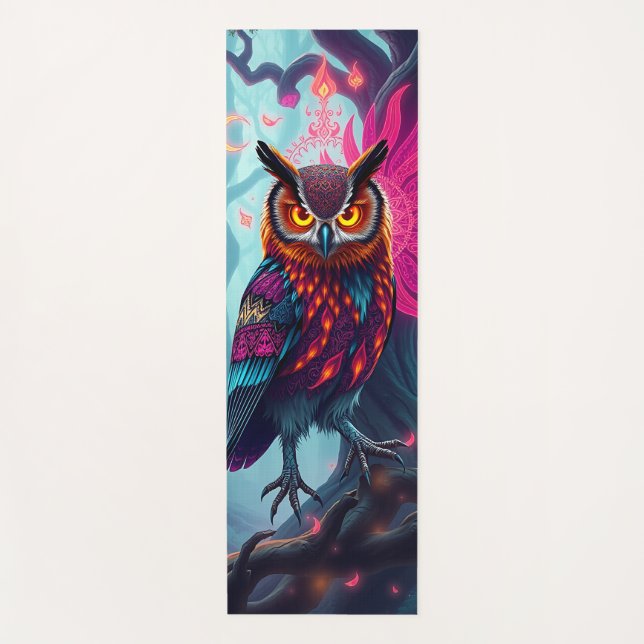Tapis De Yoga Enchanted Forest Owl: Moonlit Mystical (Devant)