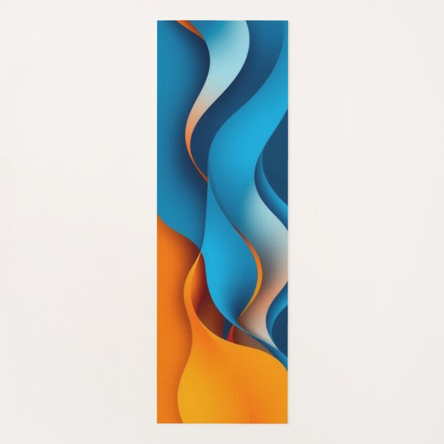 Tapis De Yoga Entrelacement des vagues orange et bleue (Devant)