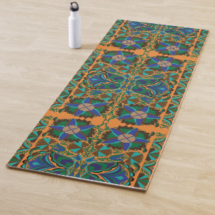 Tapis De Yoga Estonien Bleu Vintage motif de fleurs d'art popula