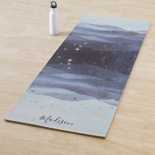 Tapis De Yoga Etoiles de Montagnes Bleues Abstraites personnalis