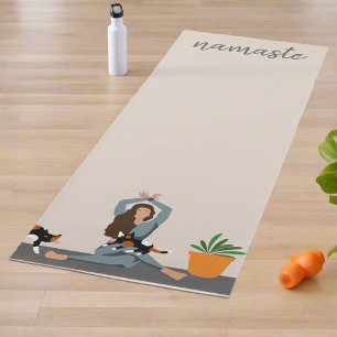 Tapis De Yoga Exercices de femmes avec chats l Namaste Méditatio