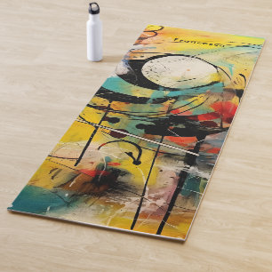 Tapis De Yoga Explosion Abstraite de couleurs vives et dynamique