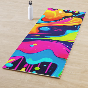 Tapis De Yoga Explosion de couleur liquide Neon Chaos