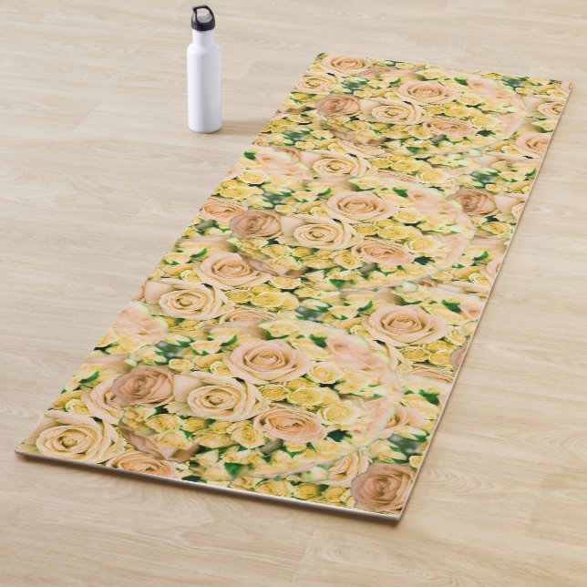 Tapis De Yoga Explosion de fleurs de bouquet de rose jaune (En situation)