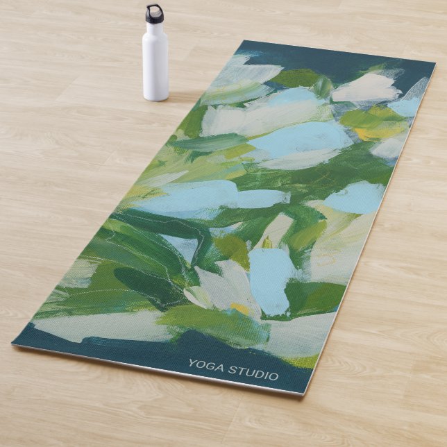 Tapis De Yoga Expressionnisme abstrait de la nature verte  (En situation)