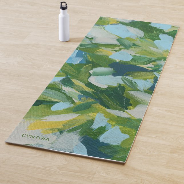Tapis De Yoga Expressionnisme abstrait de la nature verte  (En situation)