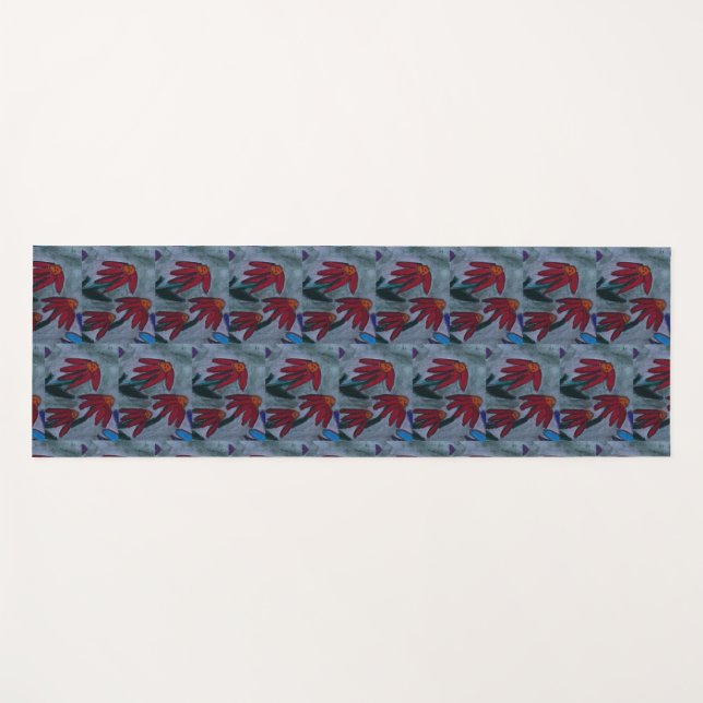 Tapis De Yoga Faisées rouges (Devant (Horizontal))