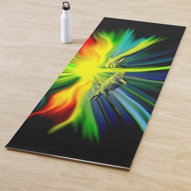 Tapis De Yoga Famille de dauphins sous le soleil (En situation)