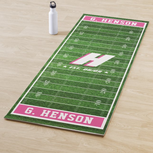 Tapis De Yoga Fan de football| Couleur personnalisée| Monogramme (En situation)