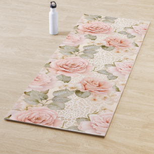 Tapis De Yoga Fard à joues couleur rose floral mariage de roses