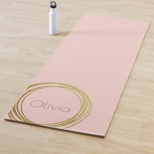 Tapis De Yoga Faux Gold Abstrait Circle Design avec nom (En situation)