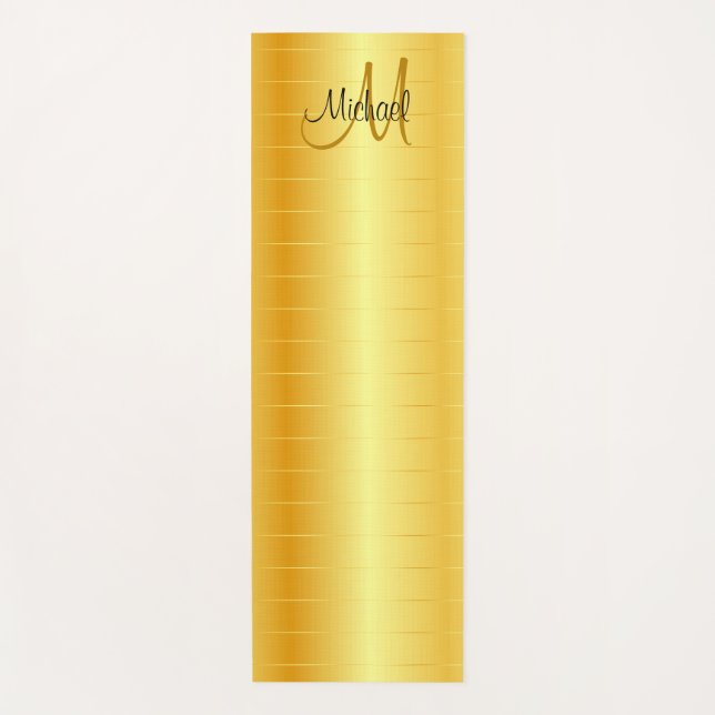 Tapis De Yoga Faux Gold Elegant Moderne Monogramme Modèle (Devant)