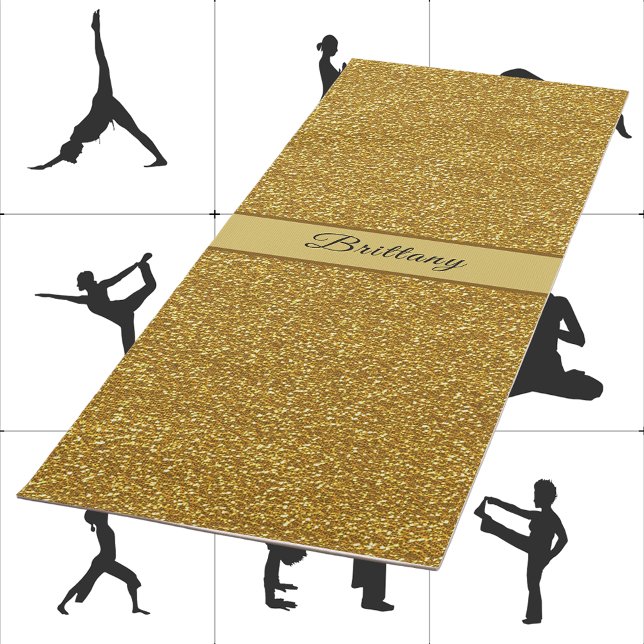 Tapis De Yoga Faux Metallic Gold Parties scintillant Artsy Abstr (Créateur téléchargé)