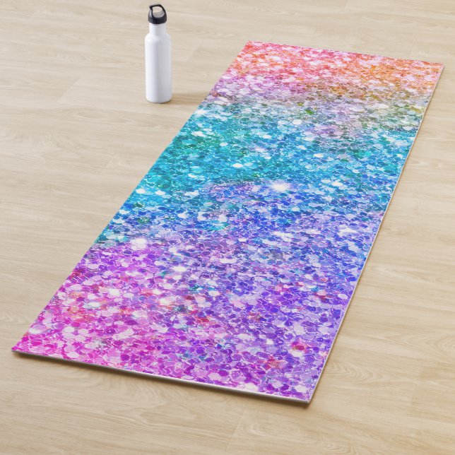 Tapis De Yoga Faux Parties scintillant colorée Ombre (En situation)