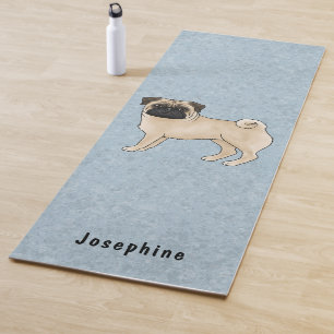 Tapis De Yoga Fawn Pug Chien de Dessin Animé Mignon Avec Nom Per