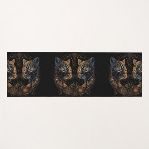 Tapis De Yoga Feline artistique Cercle Twin Cats