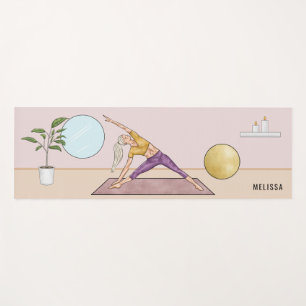 Tapis De Yoga Femme en posture du triangle Yoga en studio rose e