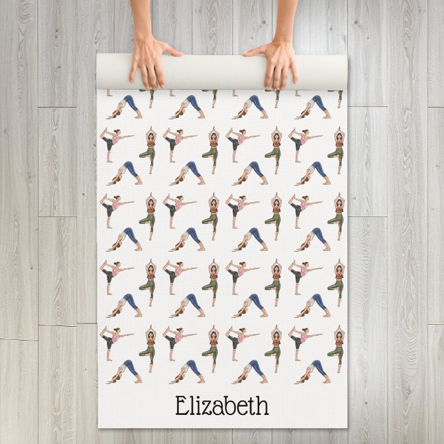 Tapis De Yoga Femmes faisant des postures de yoga Modèle d'exerc (Disclaimer: This image is a digital mockup.)