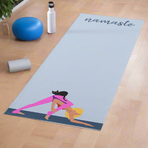 Tapis De Yoga Femmes Pots Avec Cat l Blue Namaste Yogi Exercices