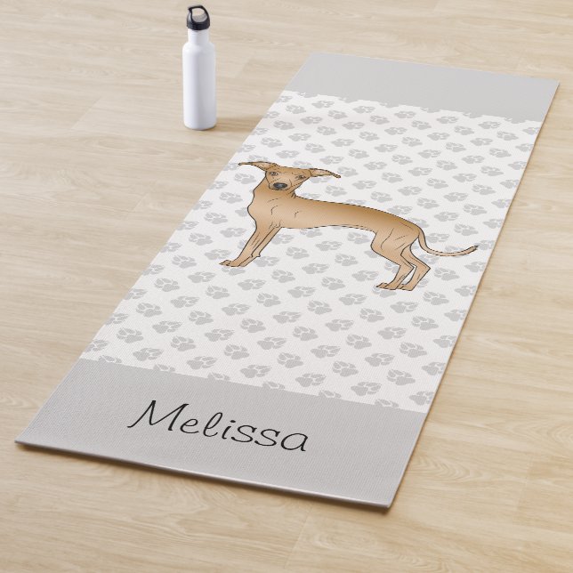 Tapis De Yoga Feu Italien Greyhound Cute Dog Avec Nom Personnali (En situation)
