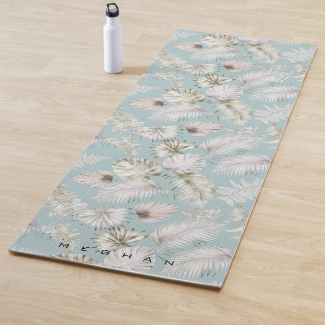 Tapis De Yoga feuillage d'or tropical Monogramme Yoga Mat (En situation)