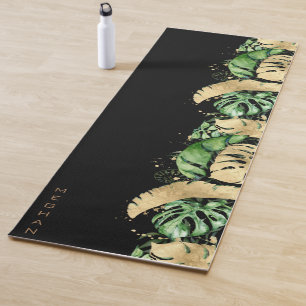 Tapis De Yoga feuillage d'or tropical Monogramme Yoga Mat