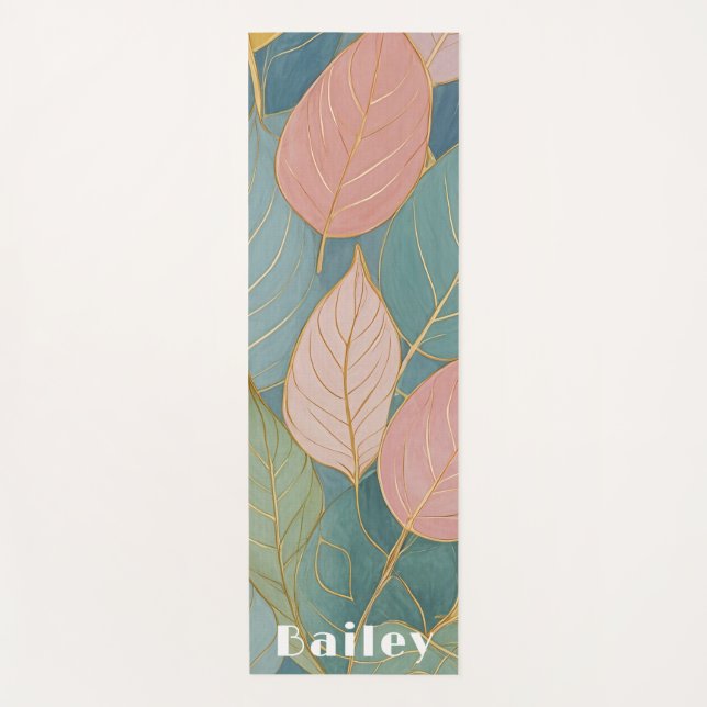 Tapis De Yoga Feuillage lunatique : Pastel Feuille Yoga Mat (Devant)