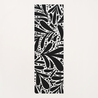 Tapis De Yoga Feuille abstrait noir et blanc