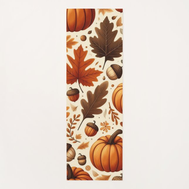 Tapis De Yoga feuille/citrouille/cavernes Automne (Devant)