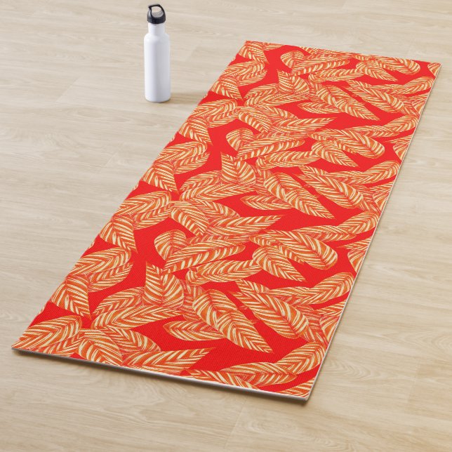 Tapis De Yoga Feuille rouge Imprimer Yoga Mat (En situation)