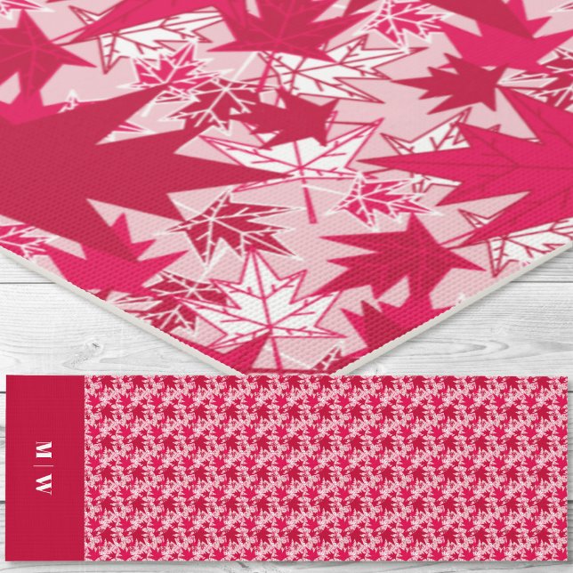 Tapis De Yoga Feuille-rouge sur un Arrière - plan rose (Maple Leaves-Red on a Pink Background Yoga Mat)