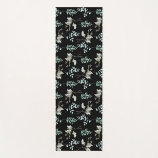 Tapis De Yoga Feuilles botaniques noirs et verts