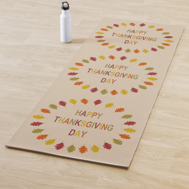 Tapis De Yoga Feuilles de chêne de Thanksgiving (En situation)