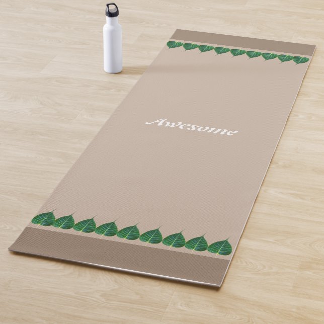 Tapis De Yoga Feuilles plante sur le beige clair Personnalisé (En situation)