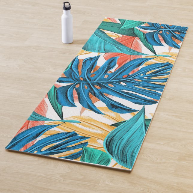 Tapis De Yoga Feuilles Tropicales Exotiques (En situation)