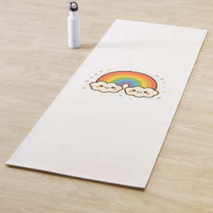 Tapis De Yoga Fierté arc-en-ciel colorée Kawaii