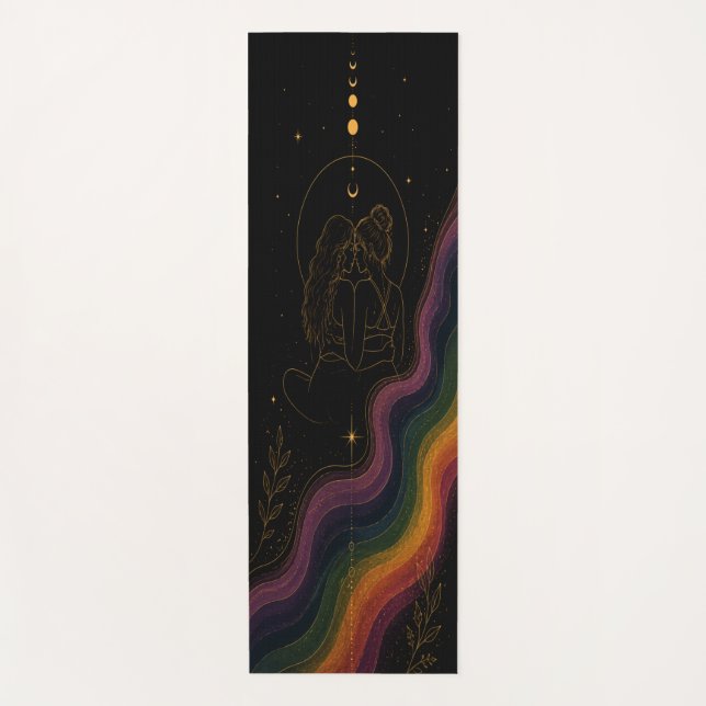 Tapis de Yoga Fierté Lesbienne Céleste (Devant)