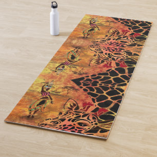 Tapis De Yoga Fille africaine et Giraffe Yoga Mat