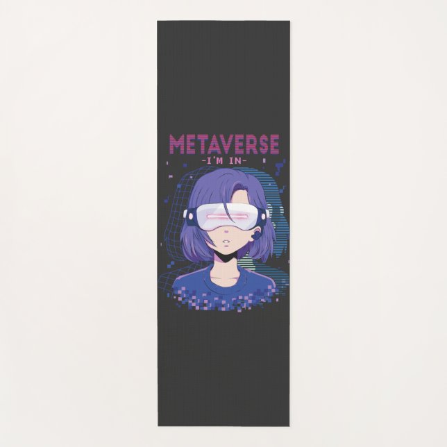 Tapis de yoga fille anime lunettes de réalité virt (Devant)