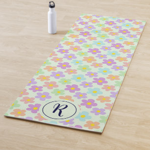 Tapis De Yoga Fille Florale Avec Fleurs De Faisée Rétro Salle De