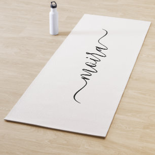 Tapis De Yoga Fille Personnalisée Minimaliste Blanc