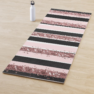 Tapis De Yoga Fille Rose or rose noir Parties scintillant rayure