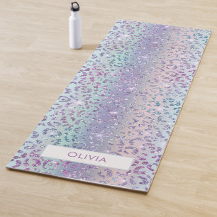 Tapis De Yoga Fille Sirène Parties scintillant Empreinte de léop