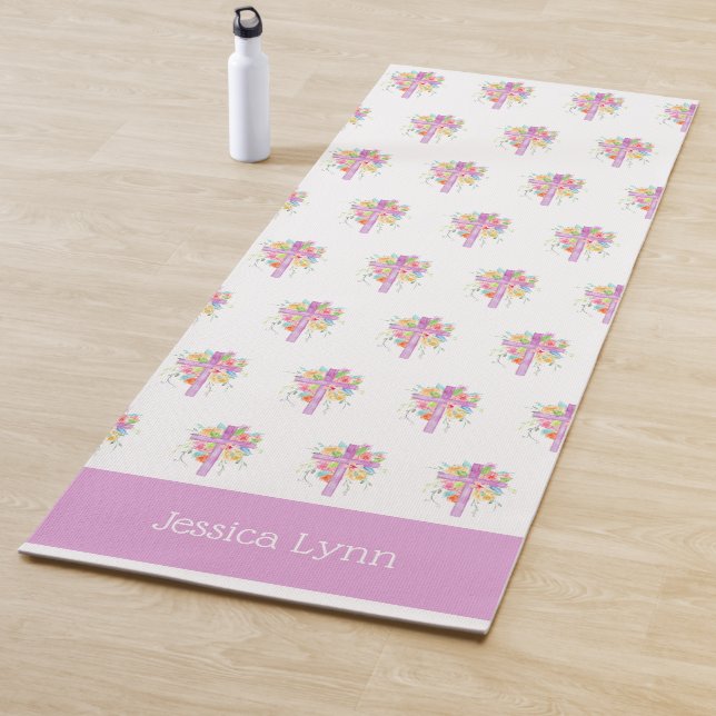 Tapis De Yoga Filles personnalisées Coupe de couleur d'eau chrét (En situation)