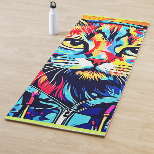Tapis De Yoga Finesse Féline : Meilleure Art de Peinture de Chat