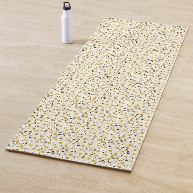 Tapis De Yoga Fitness Moderne Modèle Élégant Nature Daisies (En situation)