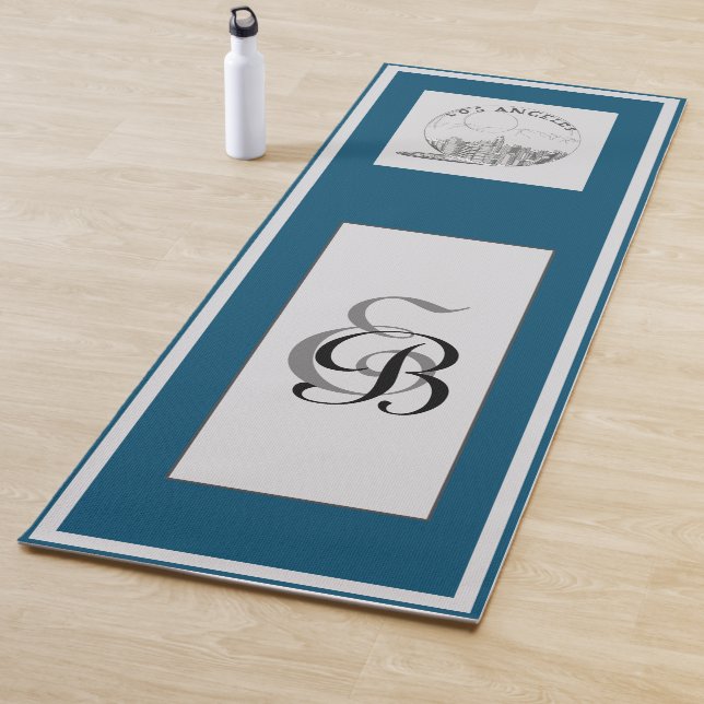 Tapis De Yoga Fitness Monogram et Los Angeles Black pour lui (En situation)