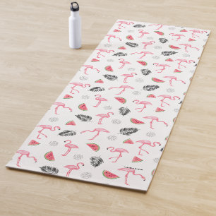 Tapis De Yoga Flamant rose aquarelle et Motif pastèque sur mesur