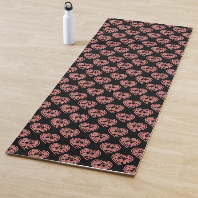 Tapis De Yoga Flamant rose de coeur texturé Amour - Arrière - pl (En situation)
