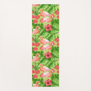 Tapis De Yoga Flamant rose et plantes tropicaux